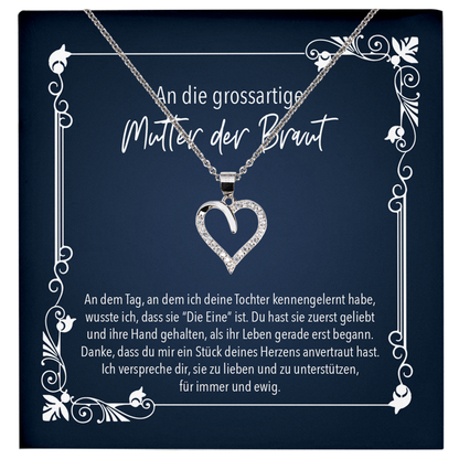22Feels® Mutter der Braut Geschenk zur Hochzeit - Echt Silber 925/000 Schmuckset: Herz Halskette mit Botschaftskarte-Schmuck mit Botschaftskarte - Herz21-22Feels