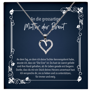 22Feels® Mutter der Braut Geschenk zur Hochzeit - Echt Silber 925/000 Schmuckset: Herz Halskette mit Botschaftskarte-Schmuck mit Botschaftskarte - Herz21-22Feels