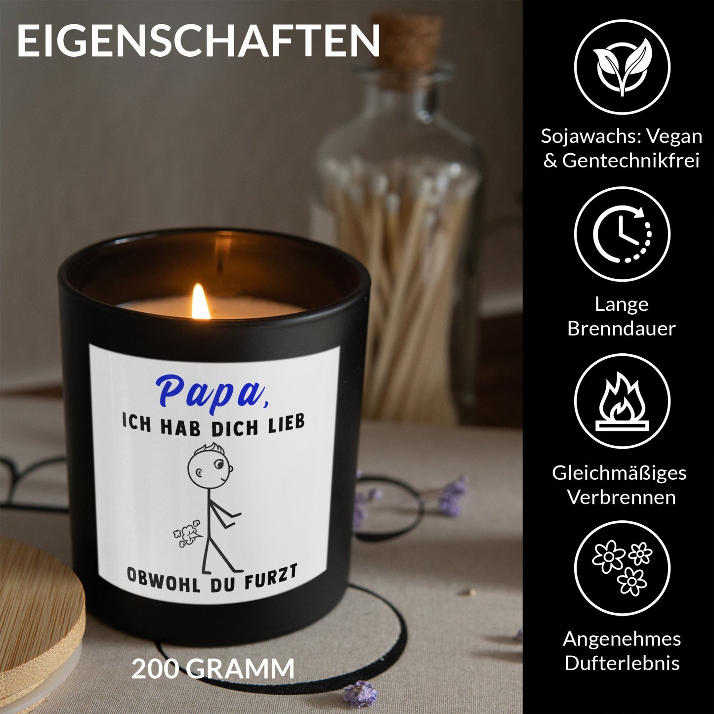 22Feels® Papa Geschenk HANDGEMACHTE Sojawachs Duft-Kerze im Glas (ZITRUS, VEGAN)-Spruchkerzen B1K1-22Feels