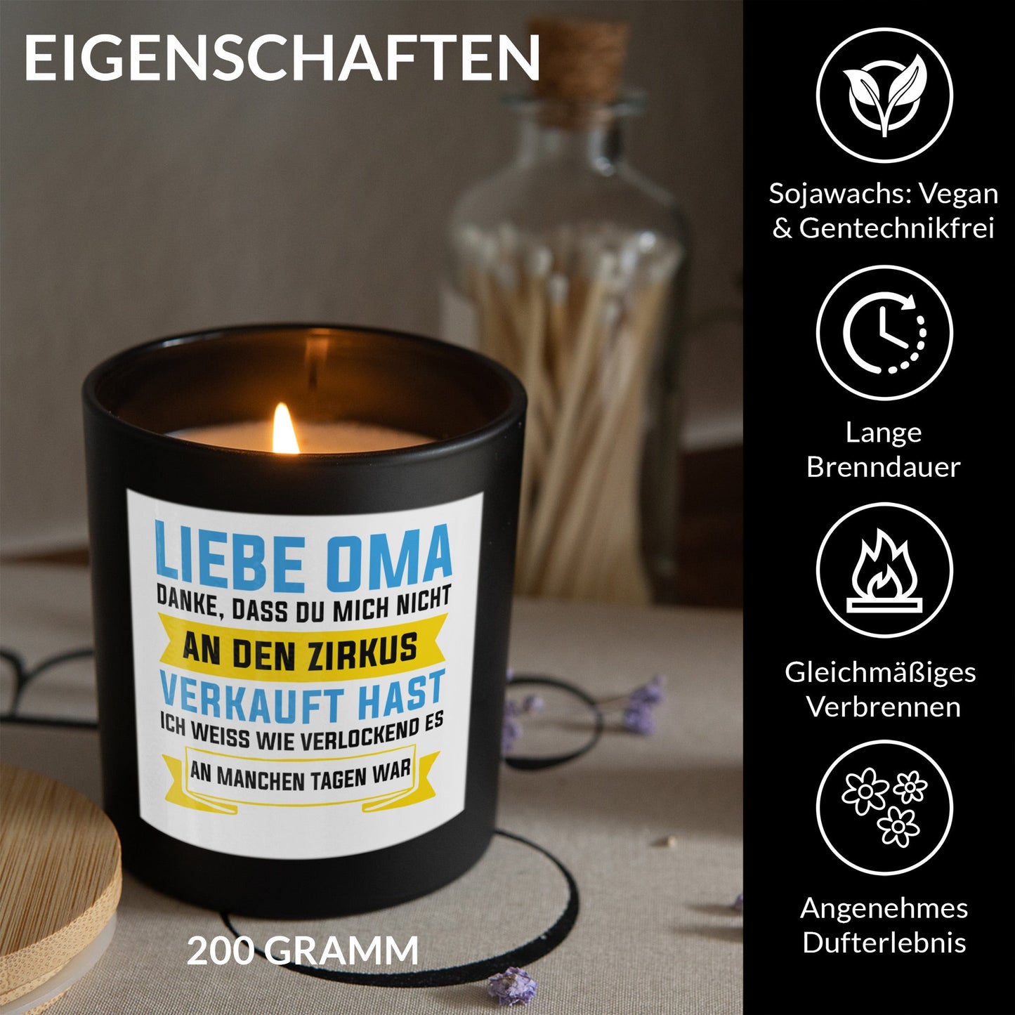 22Feels® Oma Geschenk HANDGEMACHTE Sojawachs Duft-Kerze im Glas (ZITRUS, VEGAN)-Spruchkerzen B1K1-22Feels