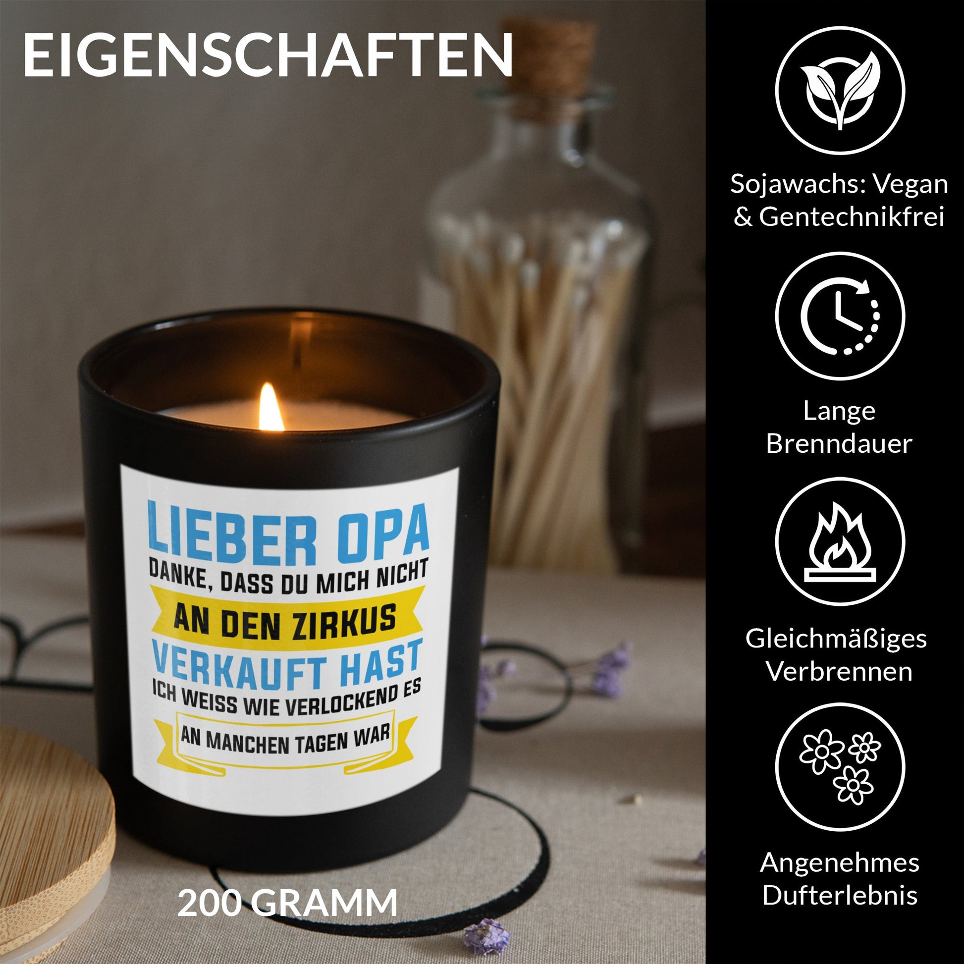 22Feels® Opa Geschenk HANDGEMACHTE Sojawachs Duft-Kerze im Glas (ZITRUS, VEGAN)-Spruchkerzen B1K1-22Feels