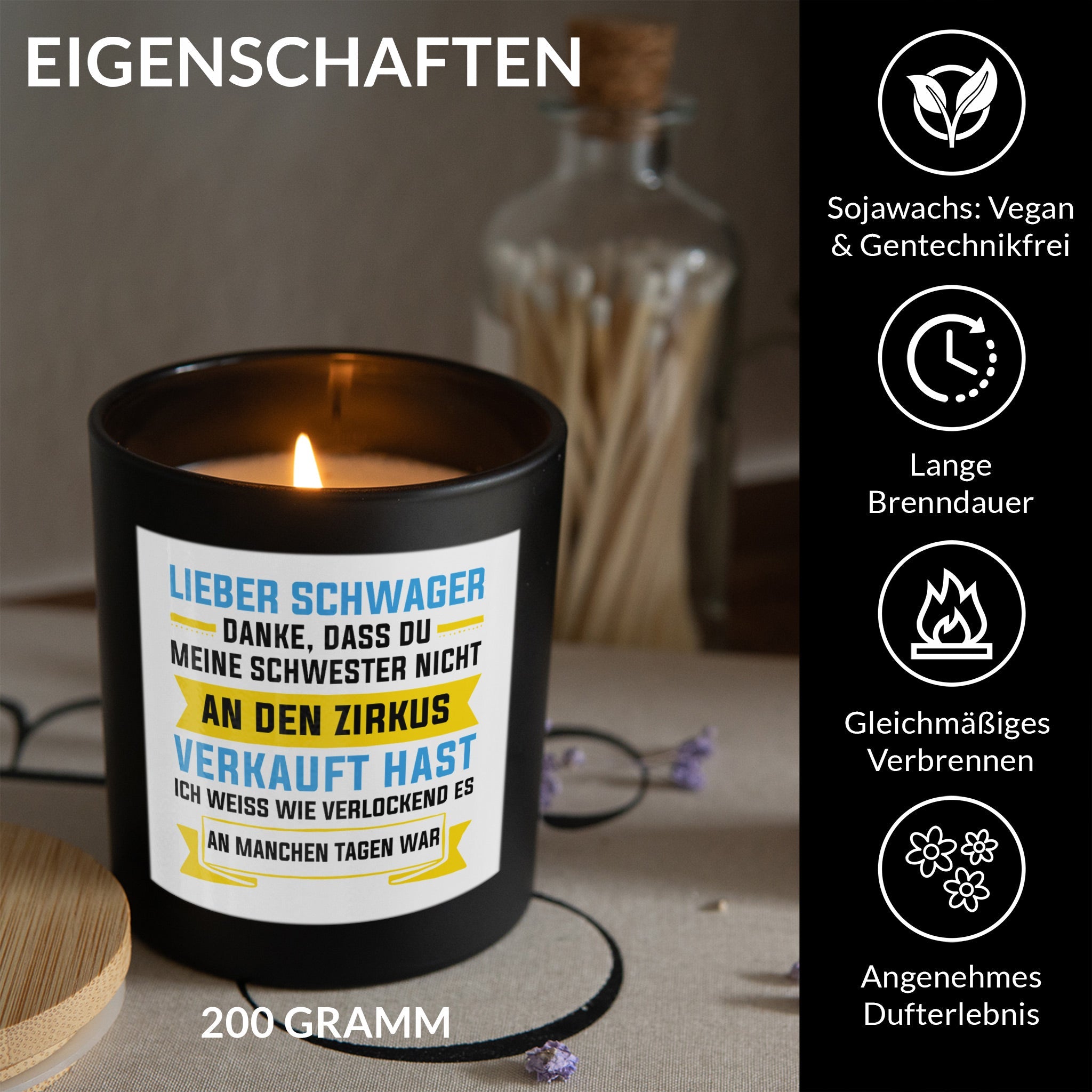 22Feels® Schwager Geschenk HANDGEMACHTE Sojawachs Duft-Kerze im Glas (ZITRUS, VEGAN)-Spruchkerzen B1K1-22Feels