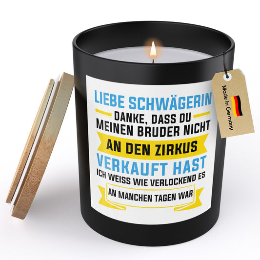 22Feels® Schwägerin Geschenk HANDGEMACHTE Sojawachs Duft-Kerze im Glas (ZITRUS, VEGAN)-Spruchkerzen B1K1-22Feels