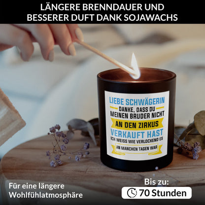 22Feels® Schwägerin Geschenk HANDGEMACHTE Sojawachs Duft-Kerze im Glas (ZITRUS, VEGAN)-Spruchkerzen B1K1-22Feels