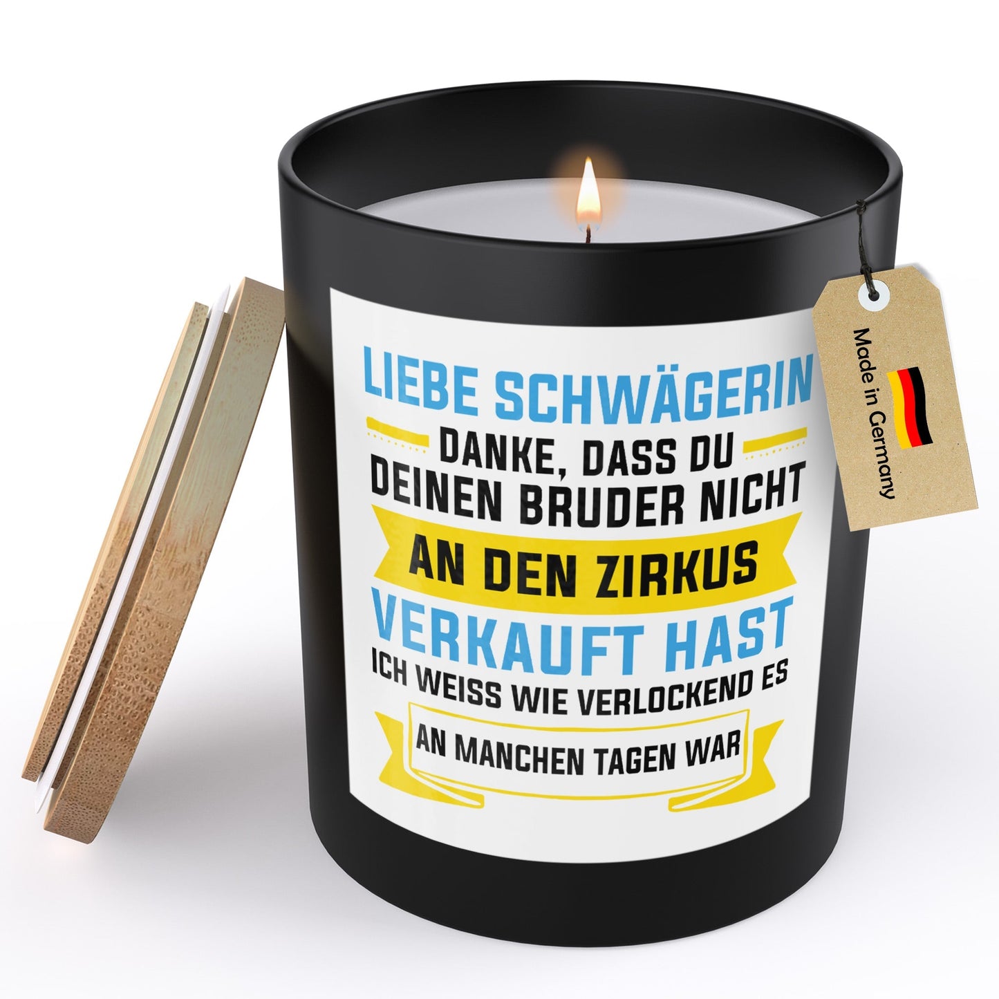 22Feels® Schwägerin Geschenk HANDGEMACHTE Sojawachs Duft-Kerze im Glas (ZITRUS, VEGAN)-Spruchkerzen B1K1-22Feels