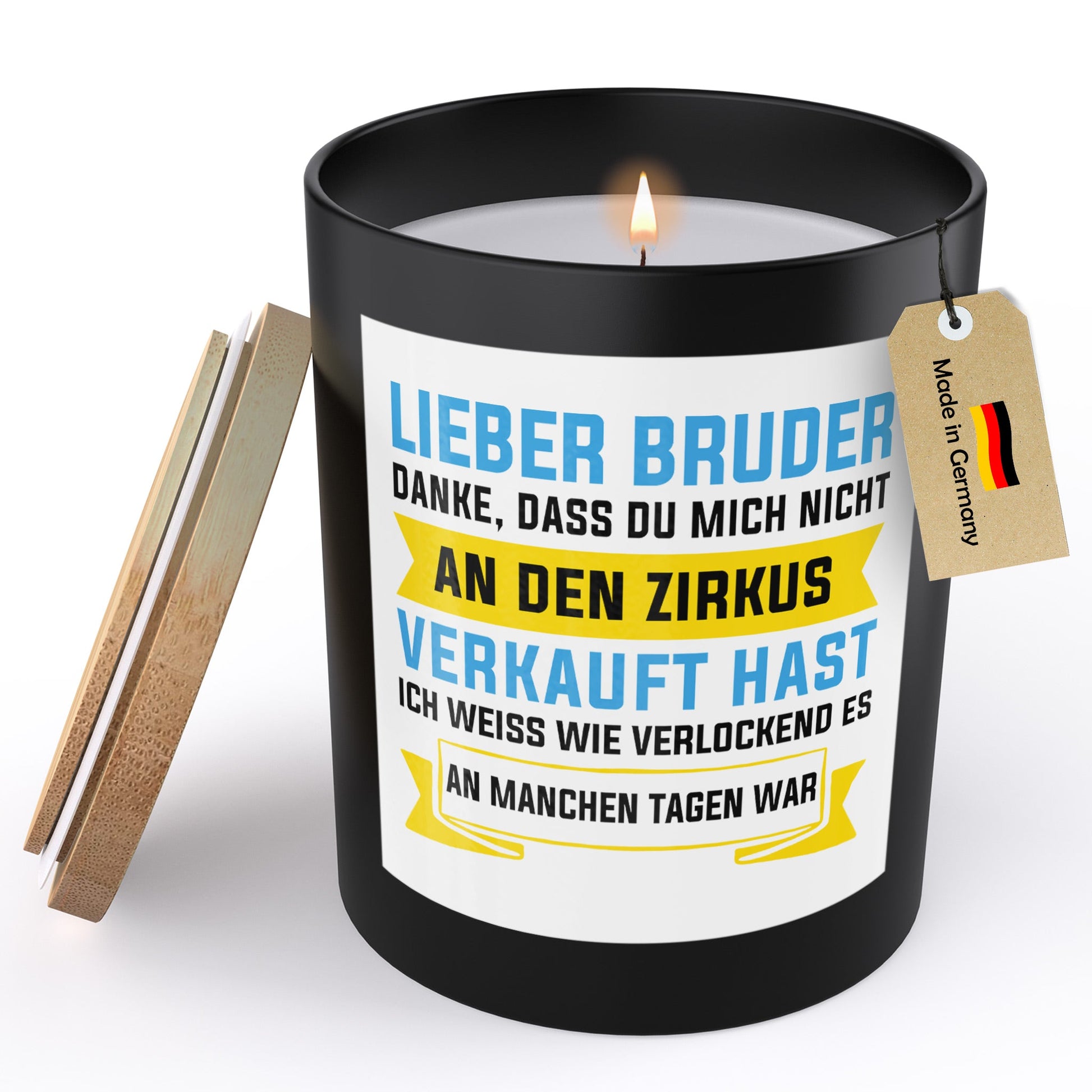 22Feels® Bruder Geschenk HANDGEMACHTE Sojawachs Duft-Kerze im Glas (ZITRUS, VEGAN)-Spruchkerzen B1K1-22Feels