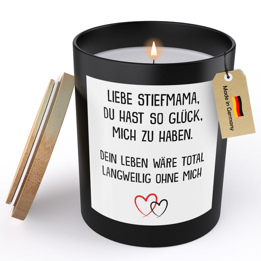22Feels® Stiefmama Geschenk HANDGEMACHTE Sojawachs Duft-Kerze im Glas (ZITRUS, VEGAN)-Spruchkerzen B1K1-22Feels