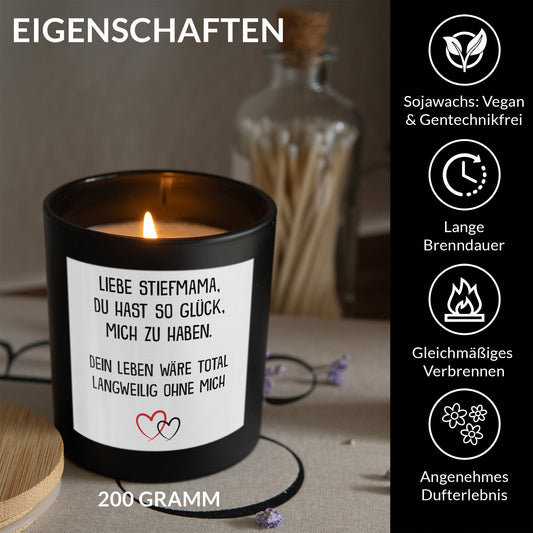 22Feels® Stiefmama Geschenk HANDGEMACHTE Sojawachs Duft-Kerze im Glas (ZITRUS, VEGAN)-Spruchkerzen B1K1-22Feels