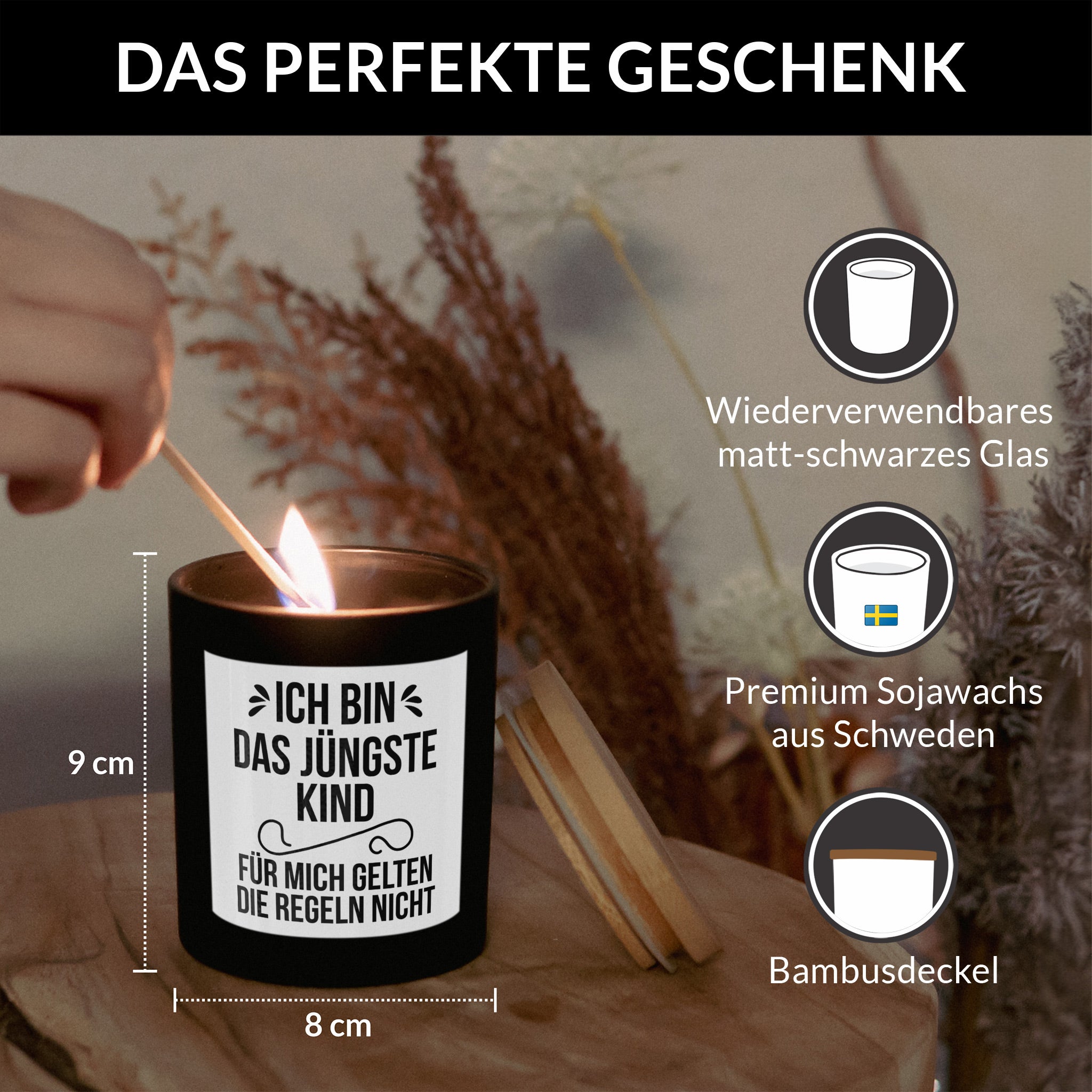 22Feels® Familie Geschenk Geschwister Mama Papa HANDGEMACHTE Sojawachs Duft-Kerze im Glas (ZITRUS, VEGAN)-Spruchkerzen B1K1-22Feels
