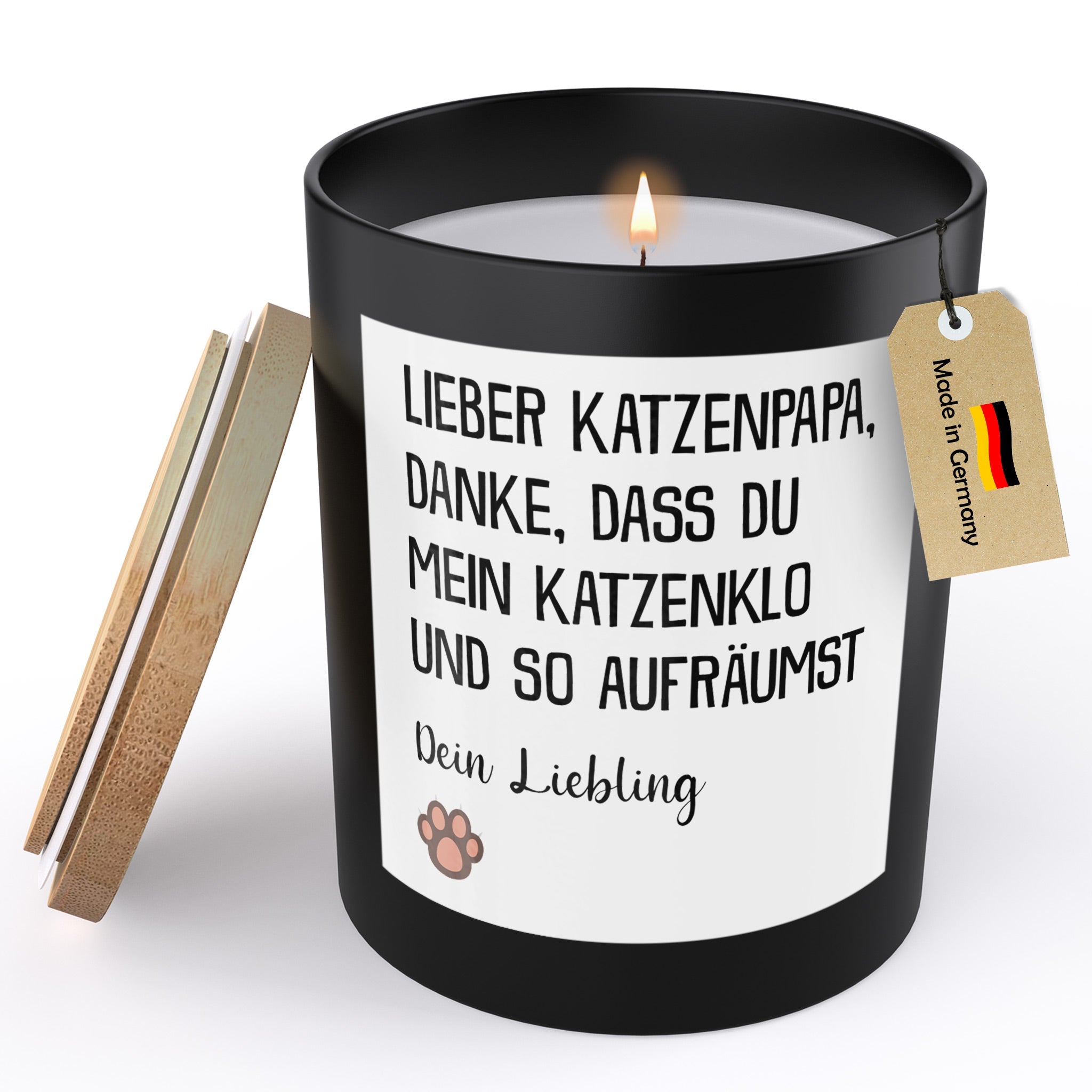 22Feels® Katzenpapa Geschenk HANDGEMACHTE Sojawachs Duft-Kerze im Glas (ZITRUS, VEGAN)-Spruchkerzen B1K1-22Feels
