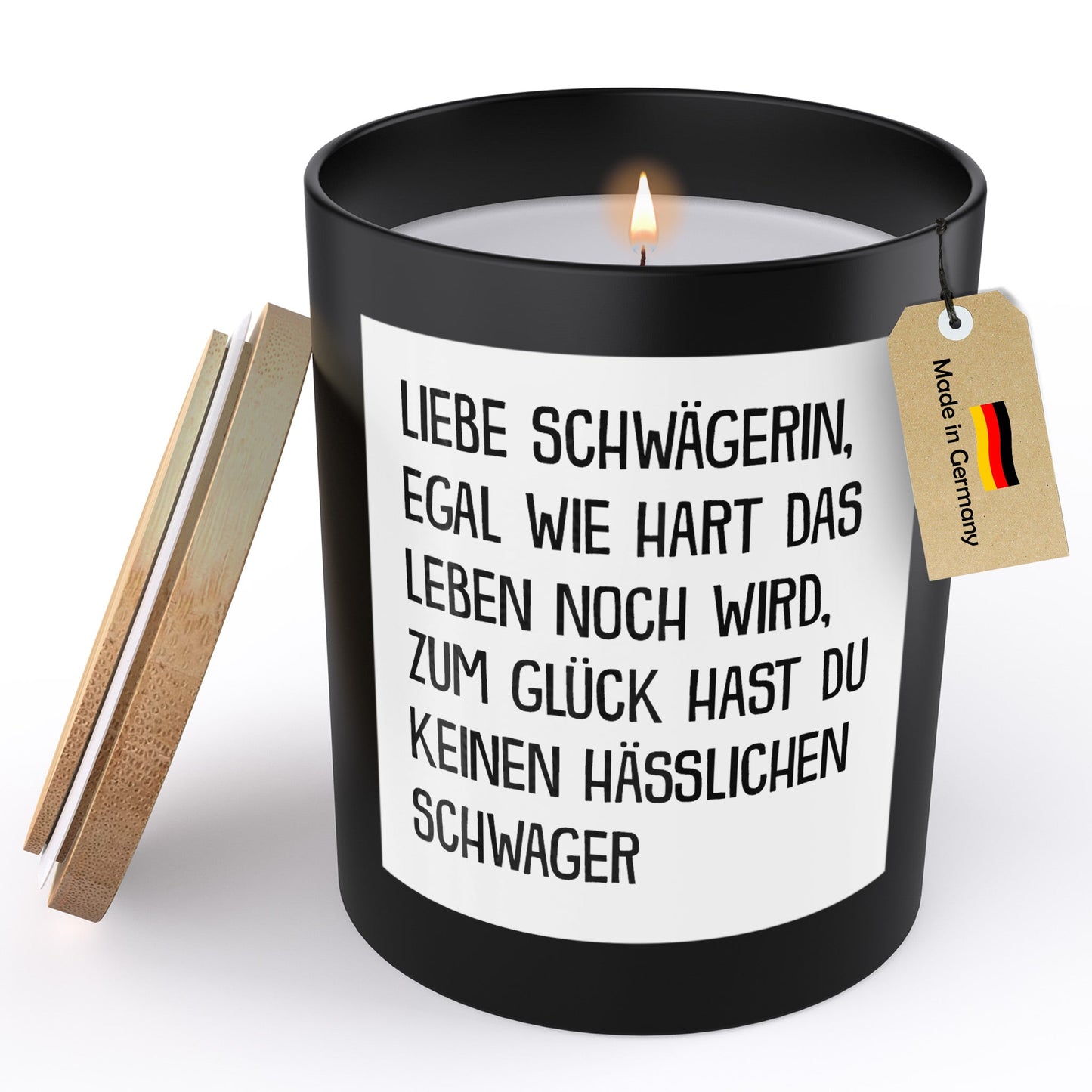 22Feels® Schwägerin Geschenk HANDGEMACHTE Sojawachs Duft-Kerze im Glas (ZITRUS, VEGAN)-Spruchkerzen B1K1-22Feels