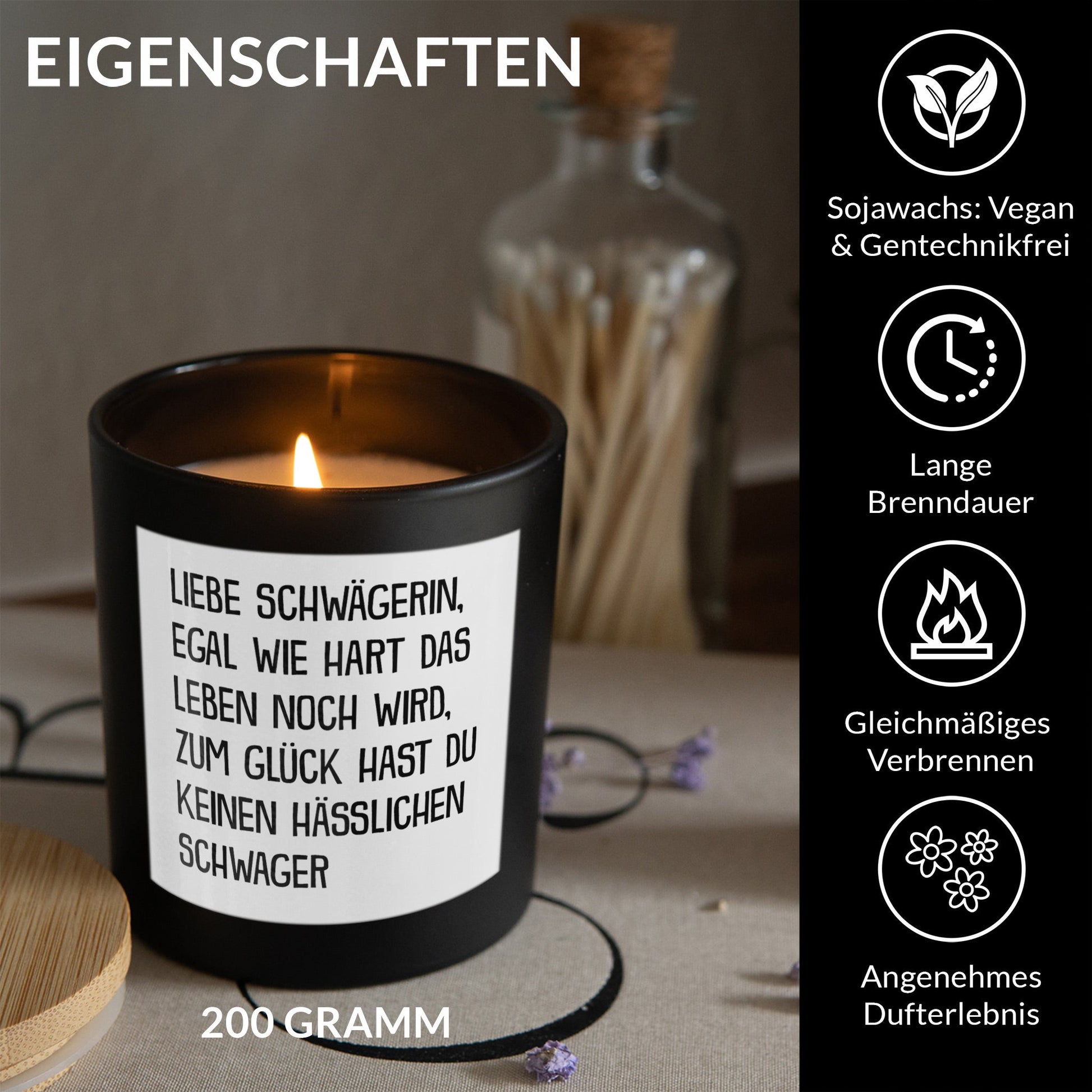 22Feels® Schwägerin Geschenk HANDGEMACHTE Sojawachs Duft-Kerze im Glas (ZITRUS, VEGAN)-Spruchkerzen B1K1-22Feels