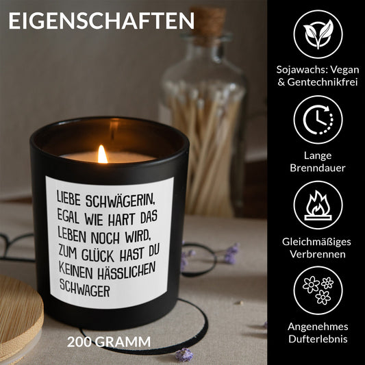 22Feels® Schwägerin Geschenk HANDGEMACHTE Sojawachs Duft-Kerze im Glas (ZITRUS, VEGAN)-Spruchkerzen B1K1-22Feels
