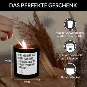 22Feels® Ehefrau Hochzeitstag Geschenk HANDGEMACHTE Sojawachs Duft-Kerze im Glas (ZITRUS, VEGAN)-Spruchkerzen B1K1-22Feels
