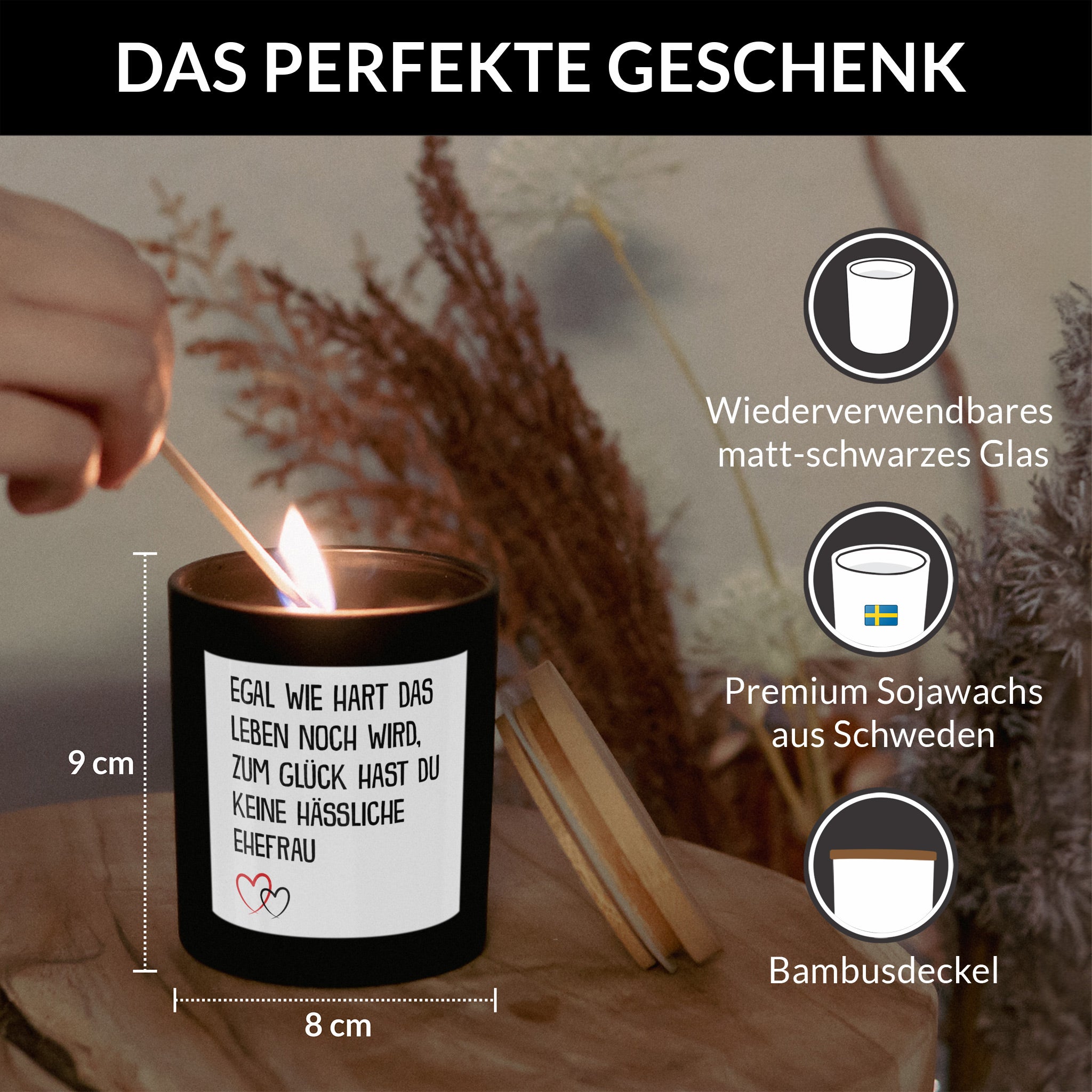 22Feels® Ehemann Hochzeitstag Geschenk HANDGEMACHTE Sojawachs Duft-Kerze im Glas (ZITRUS, VEGAN)-Spruchkerzen B1K1-22Feels