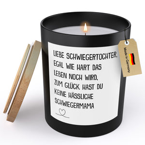 22Feels® Schwiegertochter Geschenk HANDGEMACHTE Sojawachs Duft-Kerze im Glas (ZITRUS, VEGAN)-Spruchkerzen B1K1-22Feels
