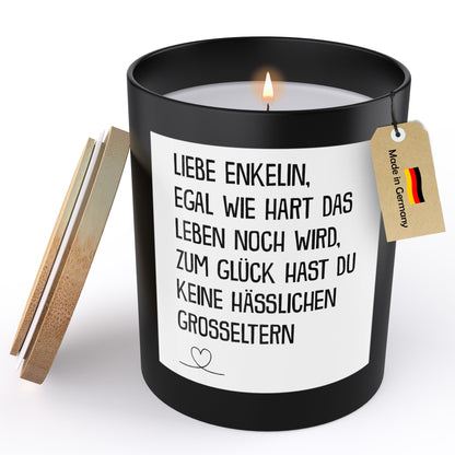 22Feels® Enkelin Geschenk HANDGEMACHTE Sojawachs Duft-Kerze im Glas (ZITRUS, VEGAN)-Spruchkerzen B1K1-22Feels