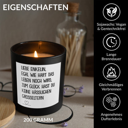 22Feels® Enkelin Geschenk HANDGEMACHTE Sojawachs Duft-Kerze im Glas (ZITRUS, VEGAN)-Spruchkerzen B1K1-22Feels