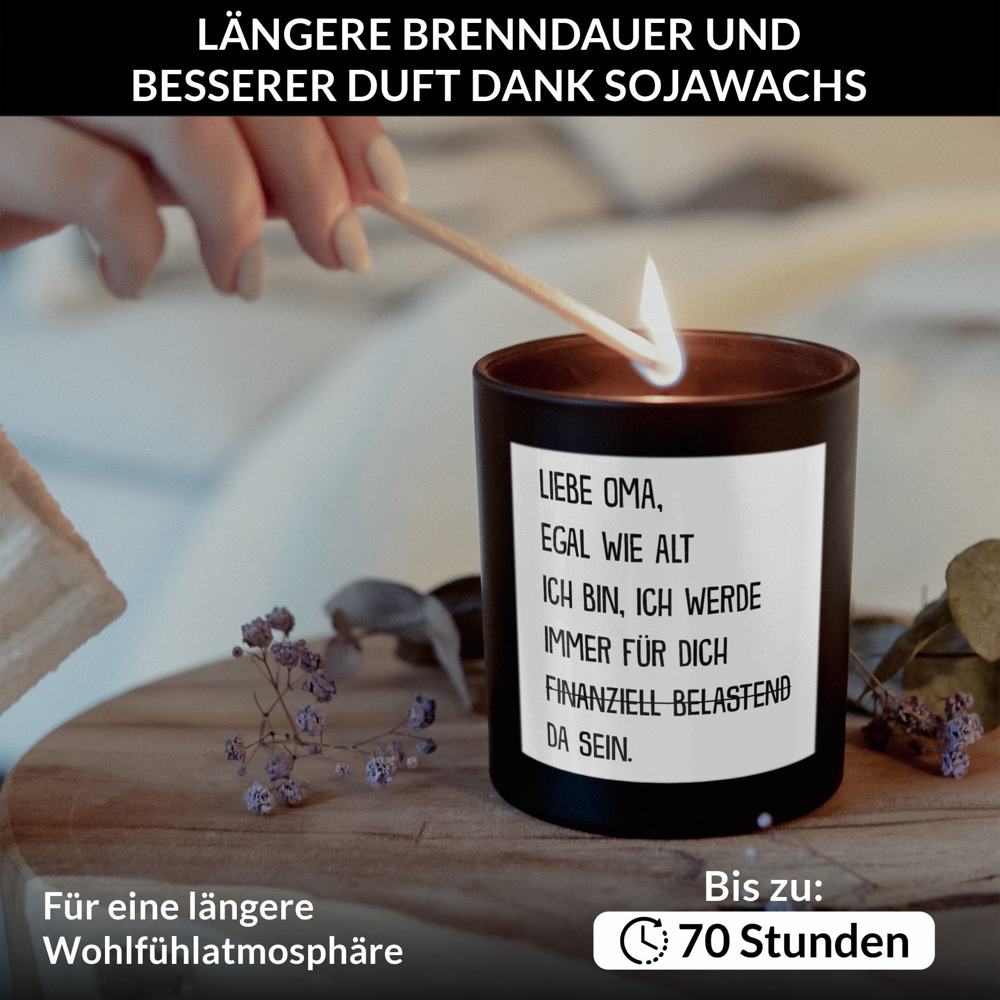 22Feels® Oma Geschenk HANDGEMACHTE Sojawachs Duft-Kerze im Glas (ZITRUS, VEGAN)-Spruchkerzen B1K1-22Feels