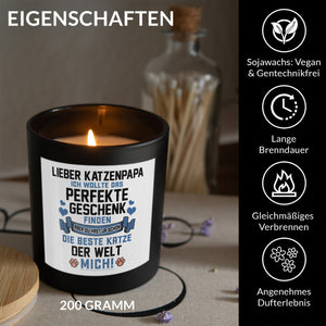 22Feels® Katzenpapa Geschenk HANDGEMACHTE Sojawachs Duft-Kerze im Glas (ZITRUS, VEGAN)-Spruchkerzen B1K1-22Feels