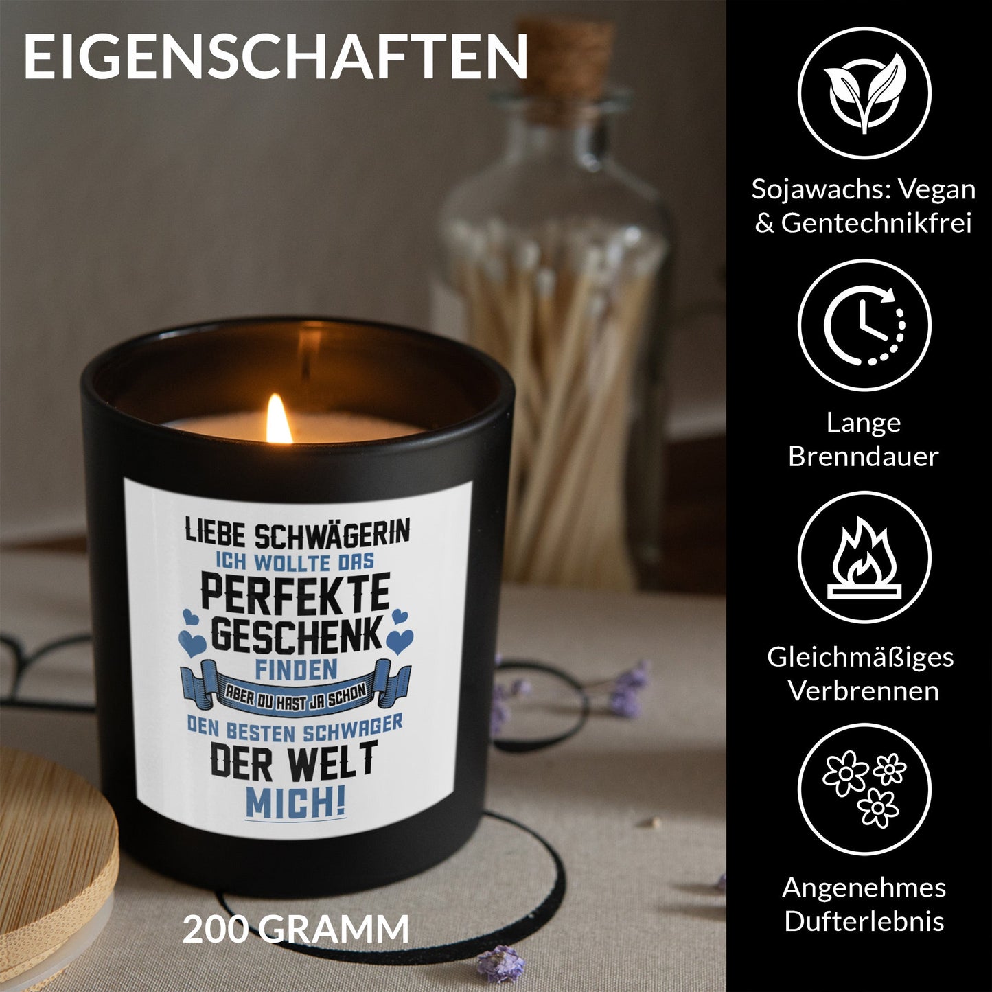 22Feels® Schwägerin Geschenk HANDGEMACHTE Sojawachs Duft-Kerze im Glas (ZITRUS, VEGAN)-Spruchkerzen B1K1-22Feels