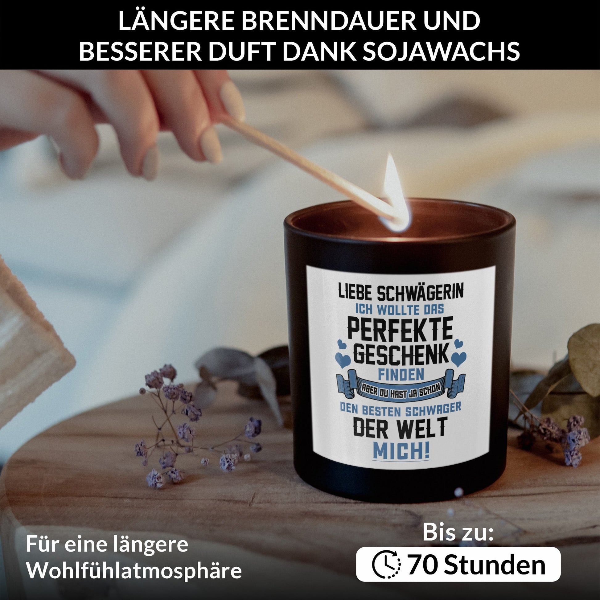 22Feels® Schwägerin Geschenk HANDGEMACHTE Sojawachs Duft-Kerze im Glas (ZITRUS, VEGAN)-Spruchkerzen B1K1-22Feels