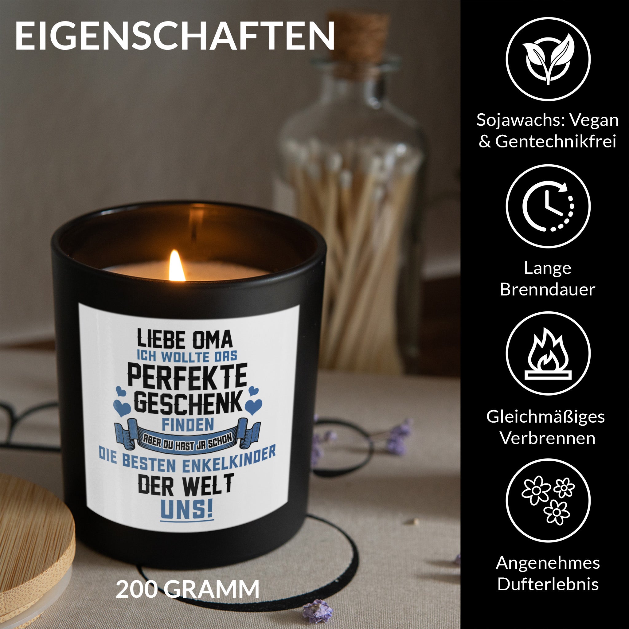 22Feels® Oma Geschenk HANDGEMACHTE Sojawachs Duft-Kerze im Glas (ZITRUS, VEGAN)-Spruchkerzen B1K1-22Feels