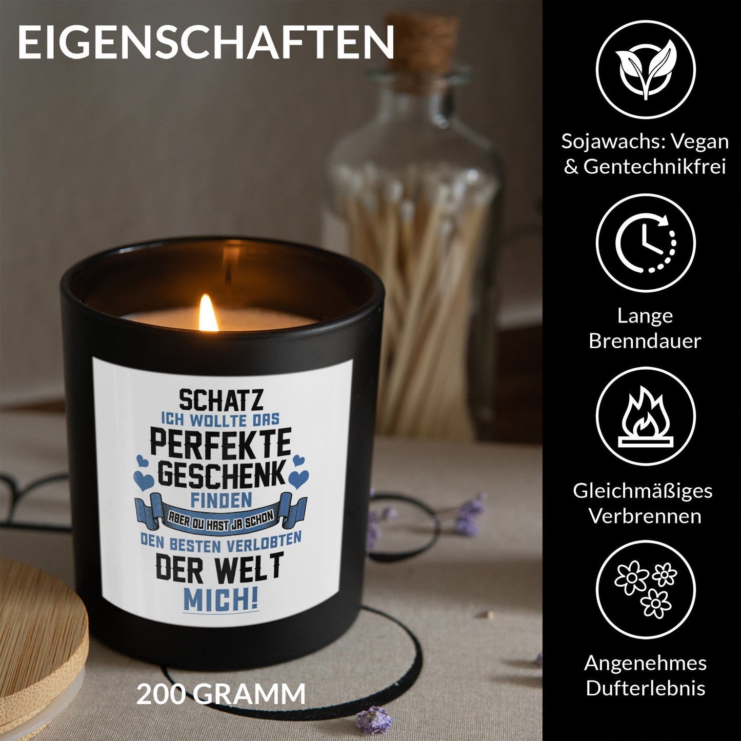 22Feels® Verlobung Frauen Geschenk HANDGEMACHTE Sojawachs Duft-Kerze im Glas (ZITRUS, VEGAN)-Spruchkerzen B1K1-22Feels