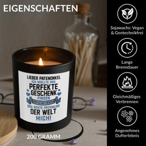 22Feels® Patenonkel Geschenk HANDGEMACHTE Sojawachs Duft-Kerze im Glas (ZITRUS, VEGAN)-Spruchkerzen B1K1-22Feels