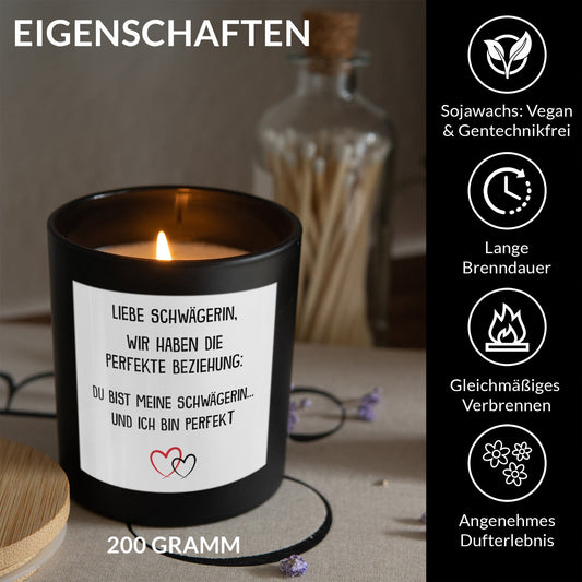 22Feels® Schwägerin Geschenk HANDGEMACHTE Sojawachs Duft-Kerze im Glas (ZITRUS, VEGAN)-Spruchkerzen B1K1-22Feels