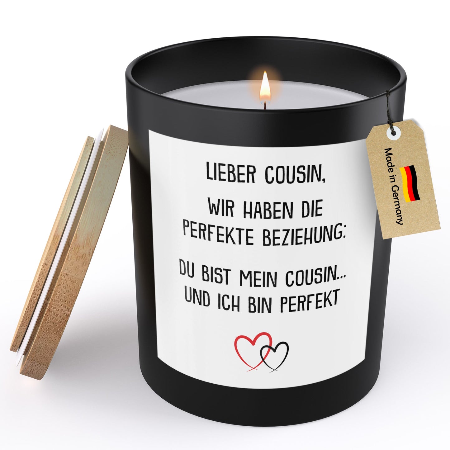 22Feels® Cousin Geschenk HANDGEMACHTE Sojawachs Duft-Kerze im Glas (ZITRUS, VEGAN)-Spruchkerzen B1K1-22Feels