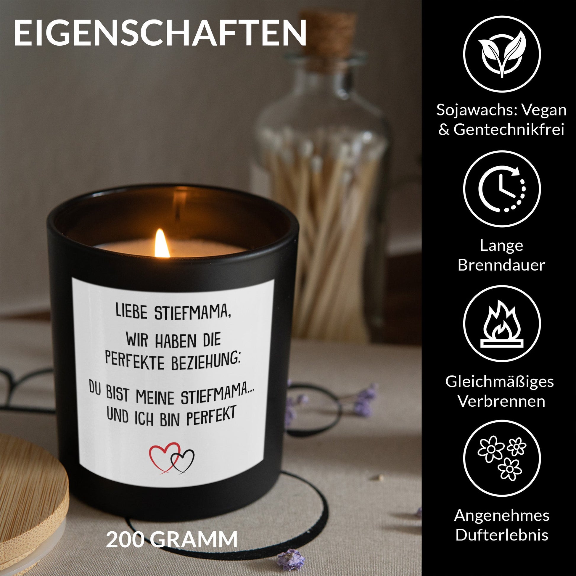 22Feels® Stiefmama Geschenk HANDGEMACHTE Sojawachs Duft-Kerze im Glas (ZITRUS, VEGAN)-Spruchkerzen B1K1-22Feels