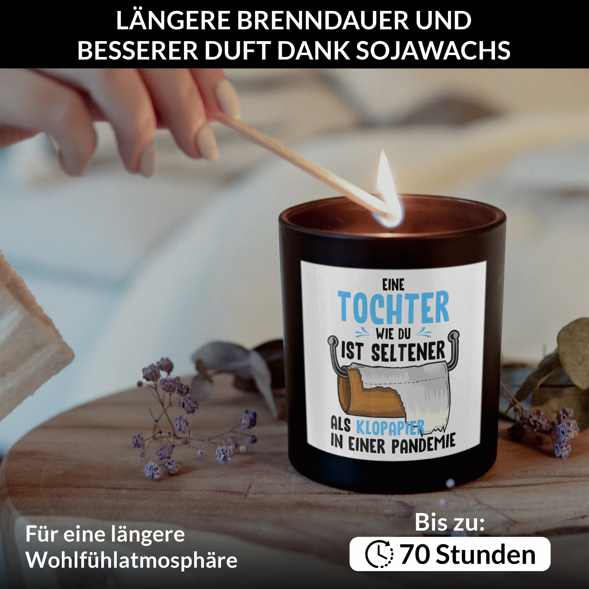 22Feels® Tochter Geschenk HANDGEMACHTE Sojawachs Duft-Kerze im Glas (ZITRUS, VEGAN)-Spruchkerzen B1K1-22Feels