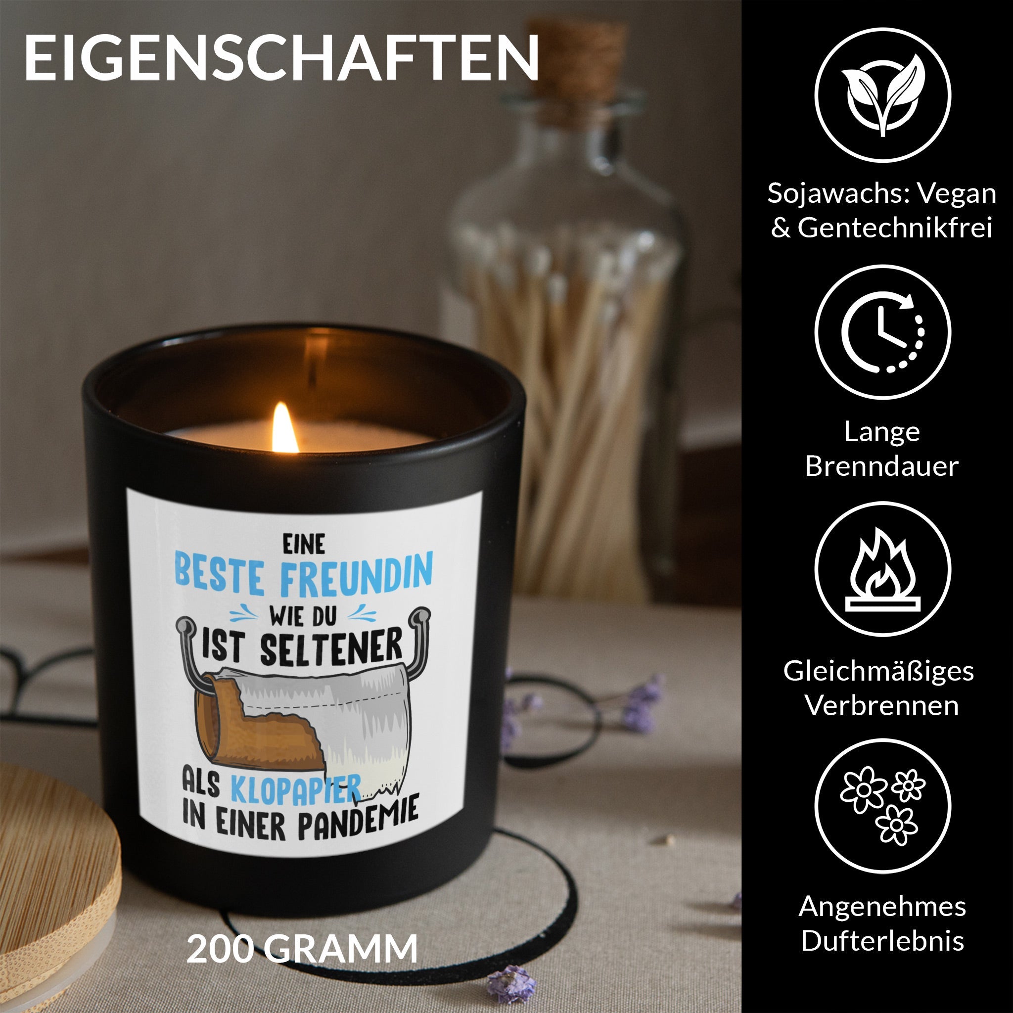 22Feels® Beste Freundin Geschenk HANDGEMACHTE Sojawachs Duft-Kerze im Glas (ZITRUS, VEGAN)-Spruchkerzen B1K1-22Feels