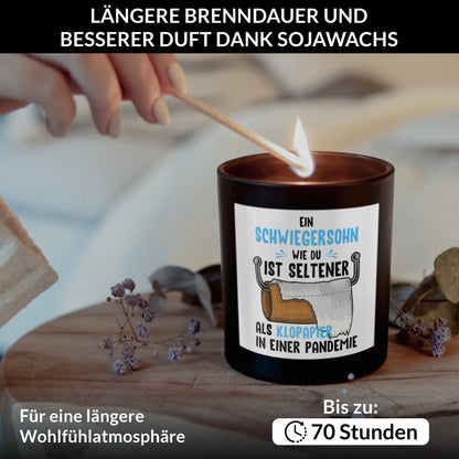 22Feels® Schwiegersohn Geschenk HANDGEMACHTE Sojawachs Duft-Kerze im Glas (ZITRUS, VEGAN)-Spruchkerzen B1K1-22Feels