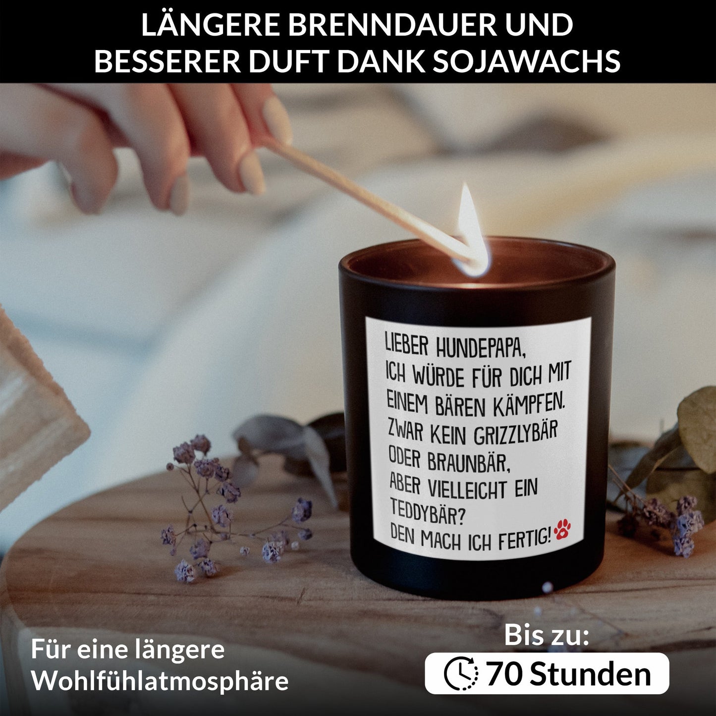 22Feels® Hundepapa Geschenk HANDGEMACHTE Sojawachs Duft-Kerze im Glas (ZITRUS, VEGAN)-Spruchkerzen B1K1-22Feels