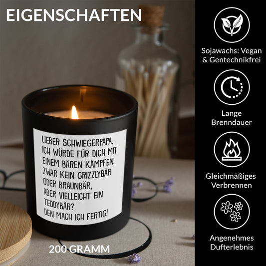 22Feels® Schwiegervater Geschenk HANDGEMACHTE Sojawachs Duft-Kerze im Glas (ZITRUS, VEGAN)-Spruchkerzen B1K1-22Feels