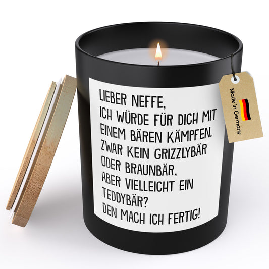 22Feels® Neffe Geschenk HANDGEMACHTE Sojawachs Duft-Kerze im Glas (ZITRUS, VEGAN)-Spruchkerzen B1K1-22Feels