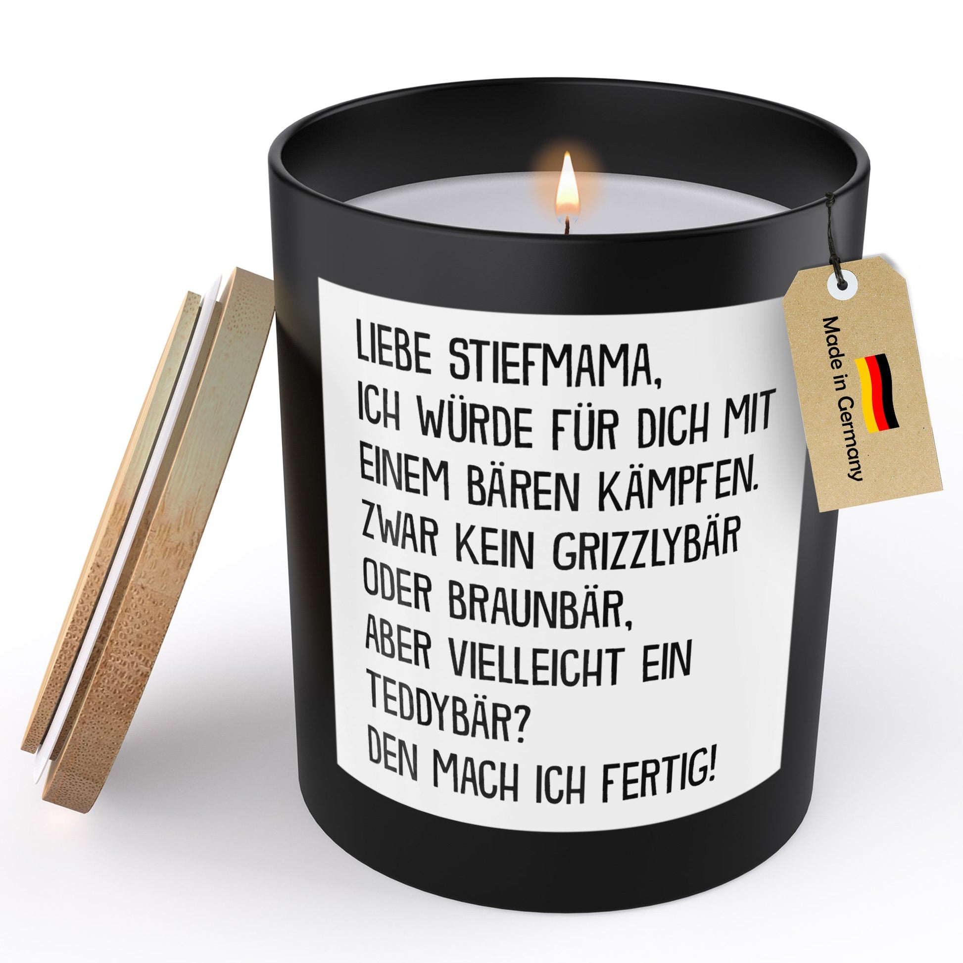 22Feels® Stiefmama Geschenk HANDGEMACHTE Sojawachs Duft-Kerze im Glas (ZITRUS, VEGAN)-Spruchkerzen B1K1-22Feels