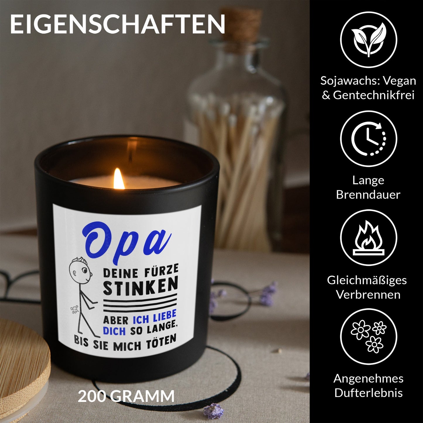 22Feels® Opa Geschenk HANDGEMACHTE Sojawachs Duft-Kerze im Glas (ZITRUS, VEGAN)-Spruchkerzen B1K1-22Feels