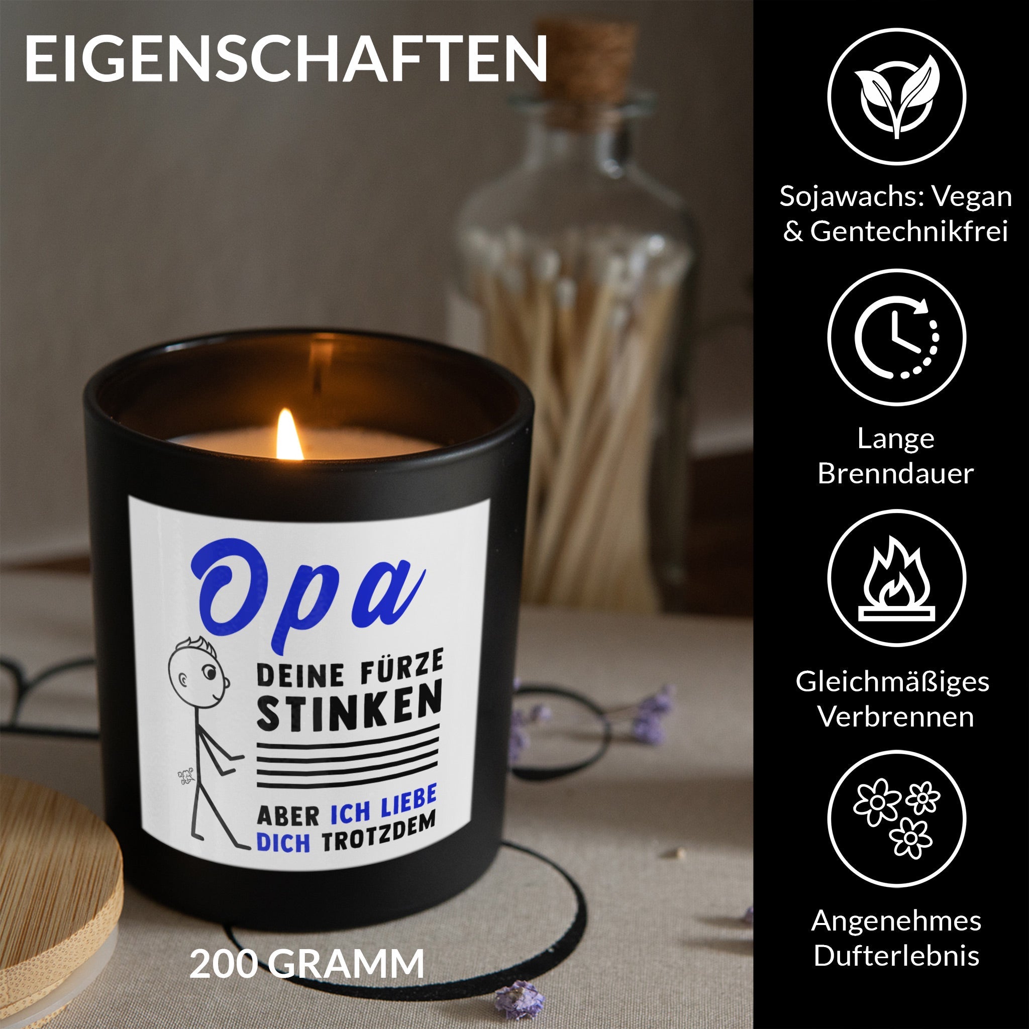 22Feels® Opa Geschenk HANDGEMACHTE Sojawachs Duft-Kerze im Glas (ZITRUS, VEGAN)-Spruchkerzen B1K1-22Feels