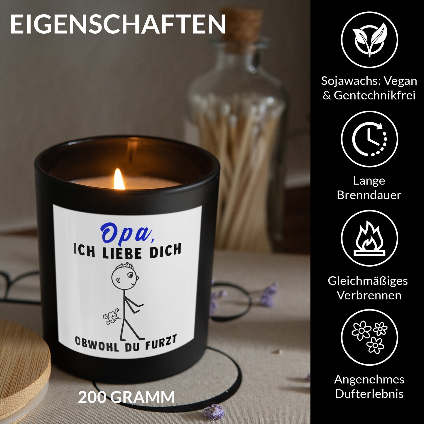 22Feels® Opa Geschenk HANDGEMACHTE Sojawachs Duft-Kerze im Glas (ZITRUS, VEGAN)-Spruchkerzen B1K1-22Feels