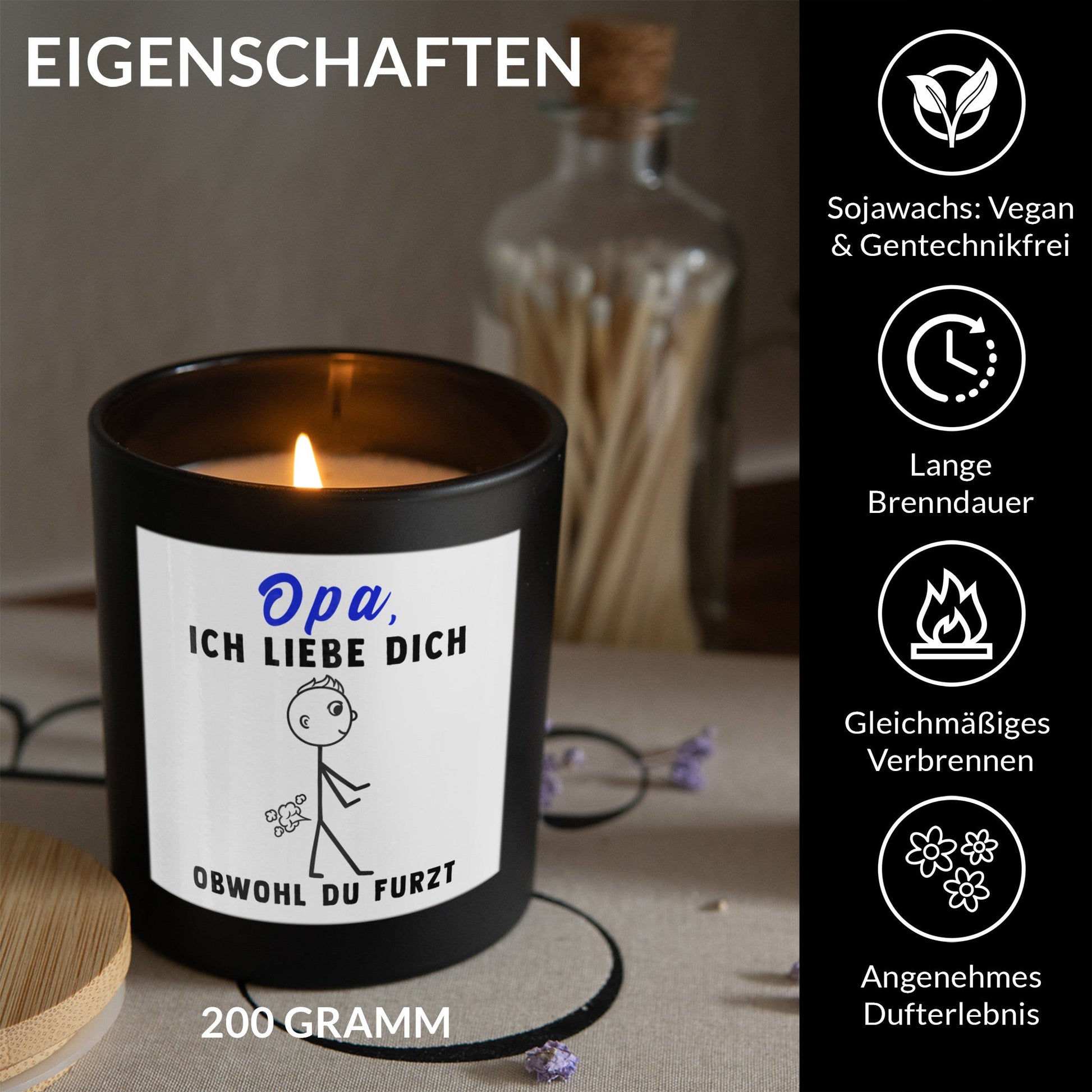 22Feels® Opa Geschenk HANDGEMACHTE Sojawachs Duft-Kerze im Glas (ZITRUS, VEGAN)-Spruchkerzen B1K1-22Feels