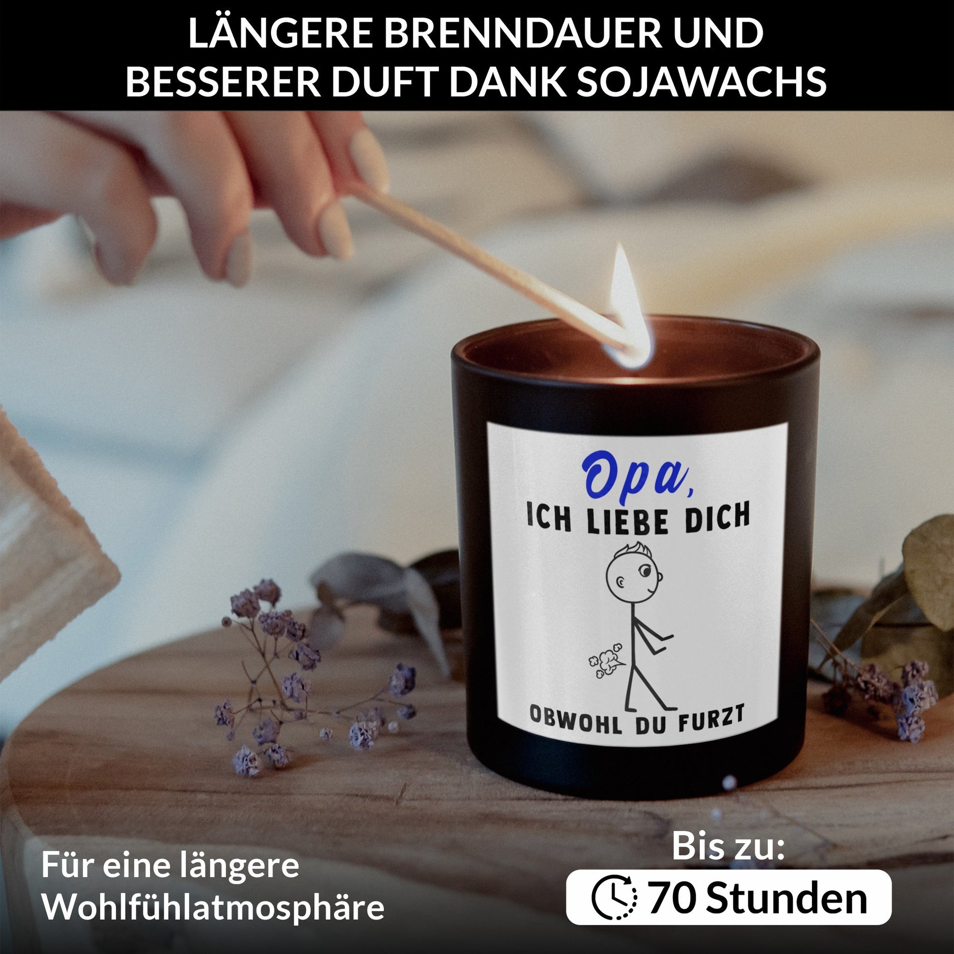 22Feels® Opa Geschenk HANDGEMACHTE Sojawachs Duft-Kerze im Glas (ZITRUS, VEGAN)-Spruchkerzen B1K1-22Feels