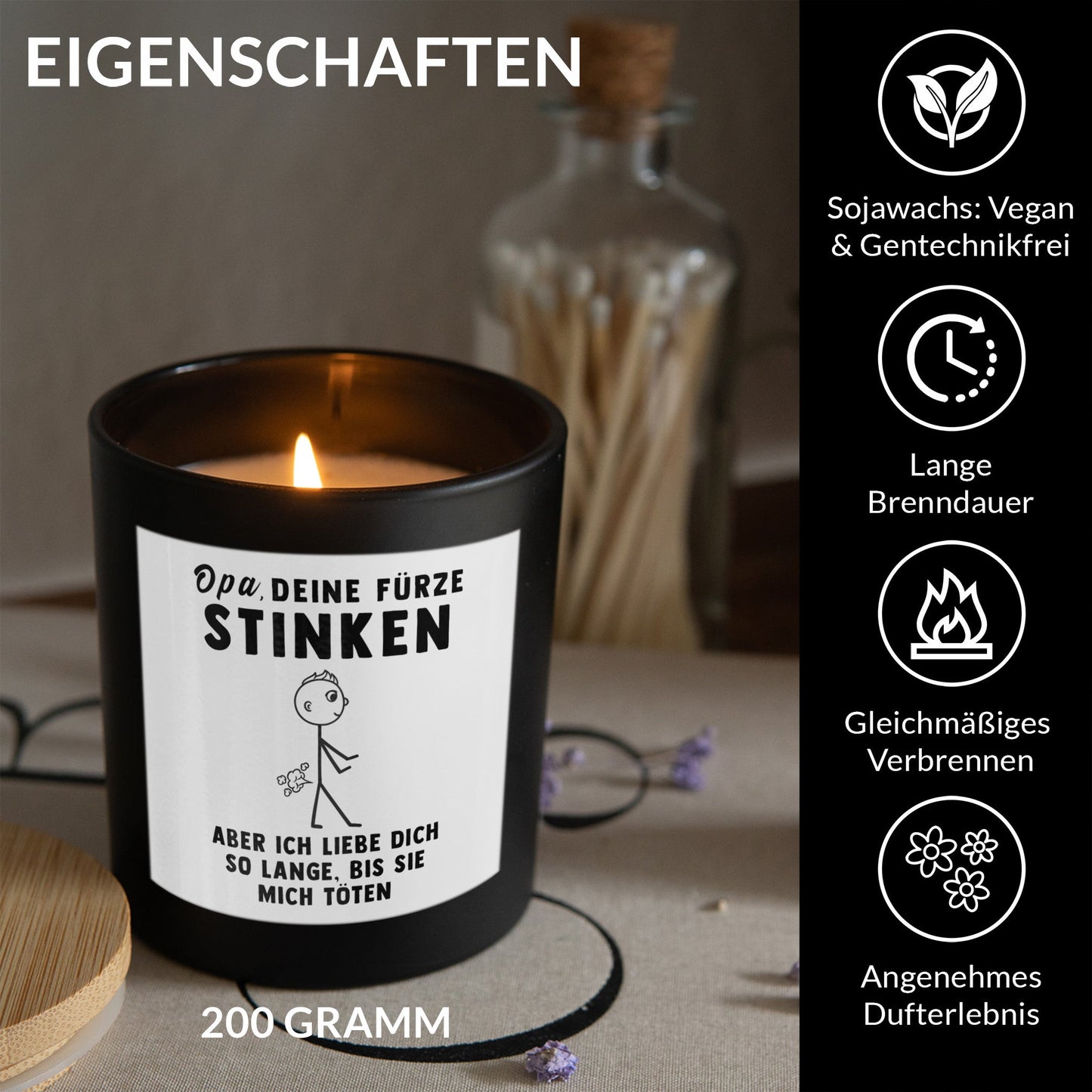 22Feels® Opa Geschenk HANDGEMACHTE Sojawachs Duft-Kerze im Glas (ZITRUS, VEGAN)-Spruchkerzen B1K1-22Feels