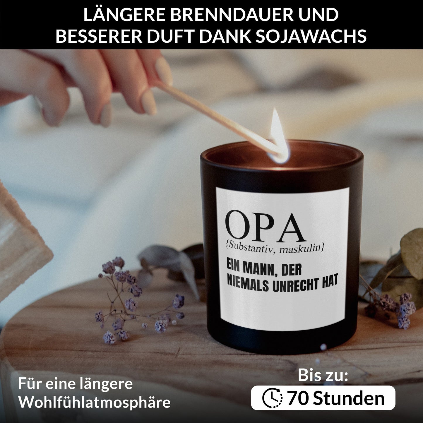 22Feels® Opa Geschenk HANDGEMACHTE Sojawachs Duft-Kerze im Glas (ZITRUS, VEGAN)-Spruchkerzen B1K1-22Feels