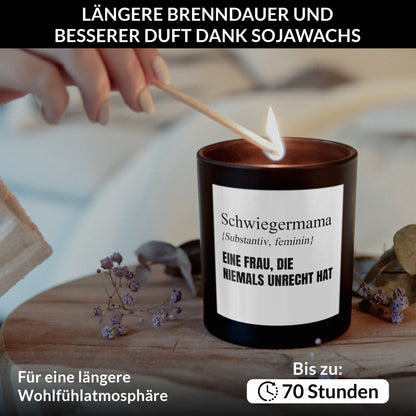 22Feels® Schwiegermutter Geschenk HANDGEMACHTE Sojawachs Duft-Kerze im Glas (ZITRUS, VEGAN)-Spruchkerzen B1K1-22Feels