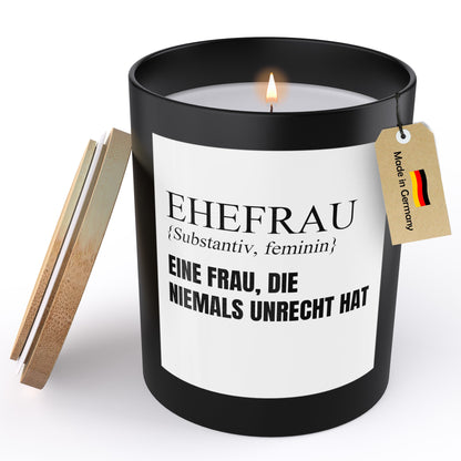22Feels® Ehefrau Hochzeitstag Geschenk HANDGEMACHTE Sojawachs Duft-Kerze im Glas (ZITRUS, VEGAN)-Spruchkerzen B1K1-22Feels