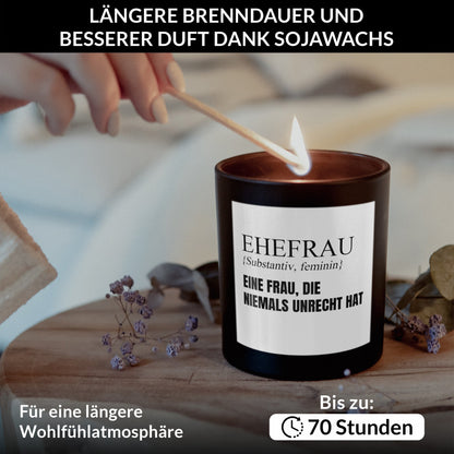 22Feels® Ehefrau Hochzeitstag Geschenk HANDGEMACHTE Sojawachs Duft-Kerze im Glas (ZITRUS, VEGAN)-Spruchkerzen B1K1-22Feels