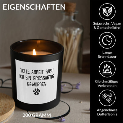 22Feels® Hundepapa Geschenk HANDGEMACHTE Sojawachs Duft-Kerze im Glas (ZITRUS, VEGAN)-Spruchkerzen B1K1-22Feels